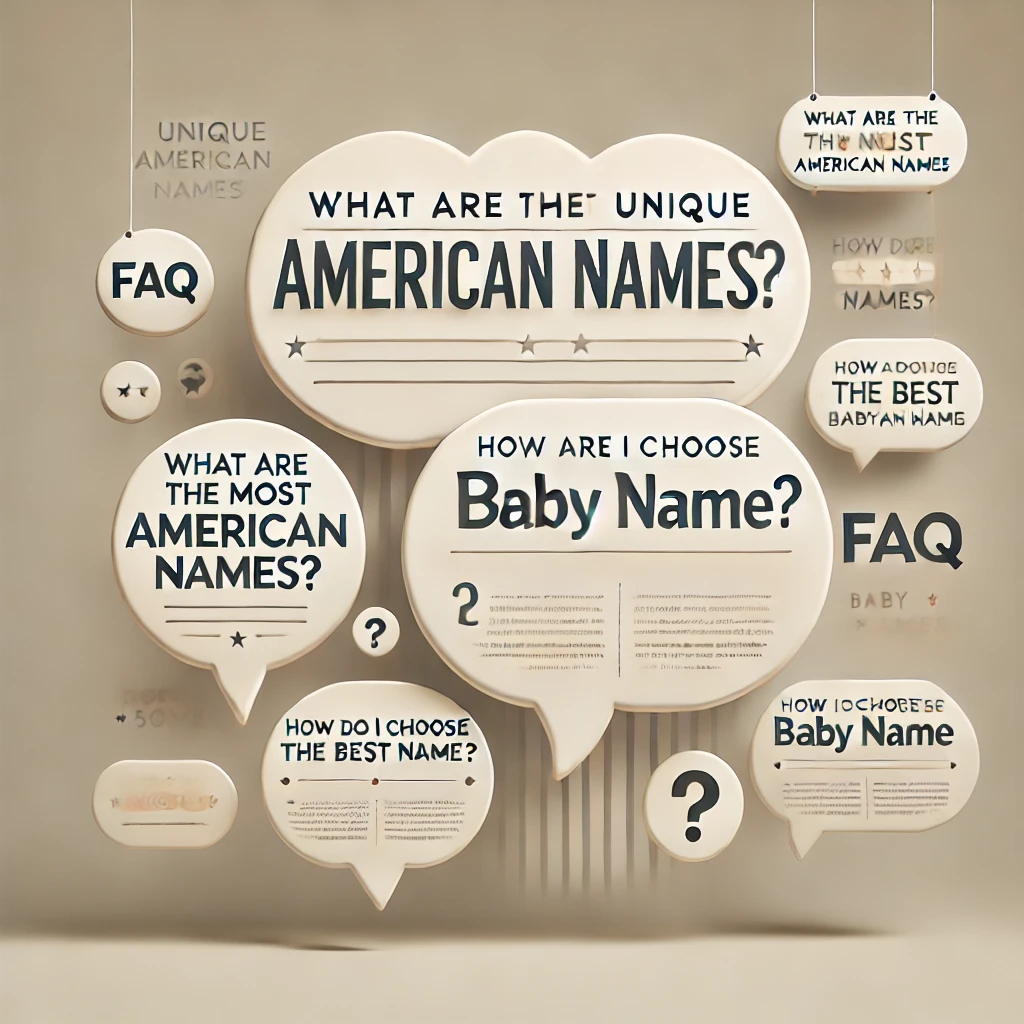 FAQ graphic with questions about choosing uncommon American-origin baby names, enhancing user engagement for a baby name blog.